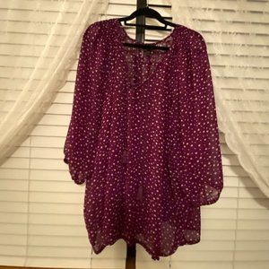 Lane Bryant 26/28 Purple Polka dot sheer blouse